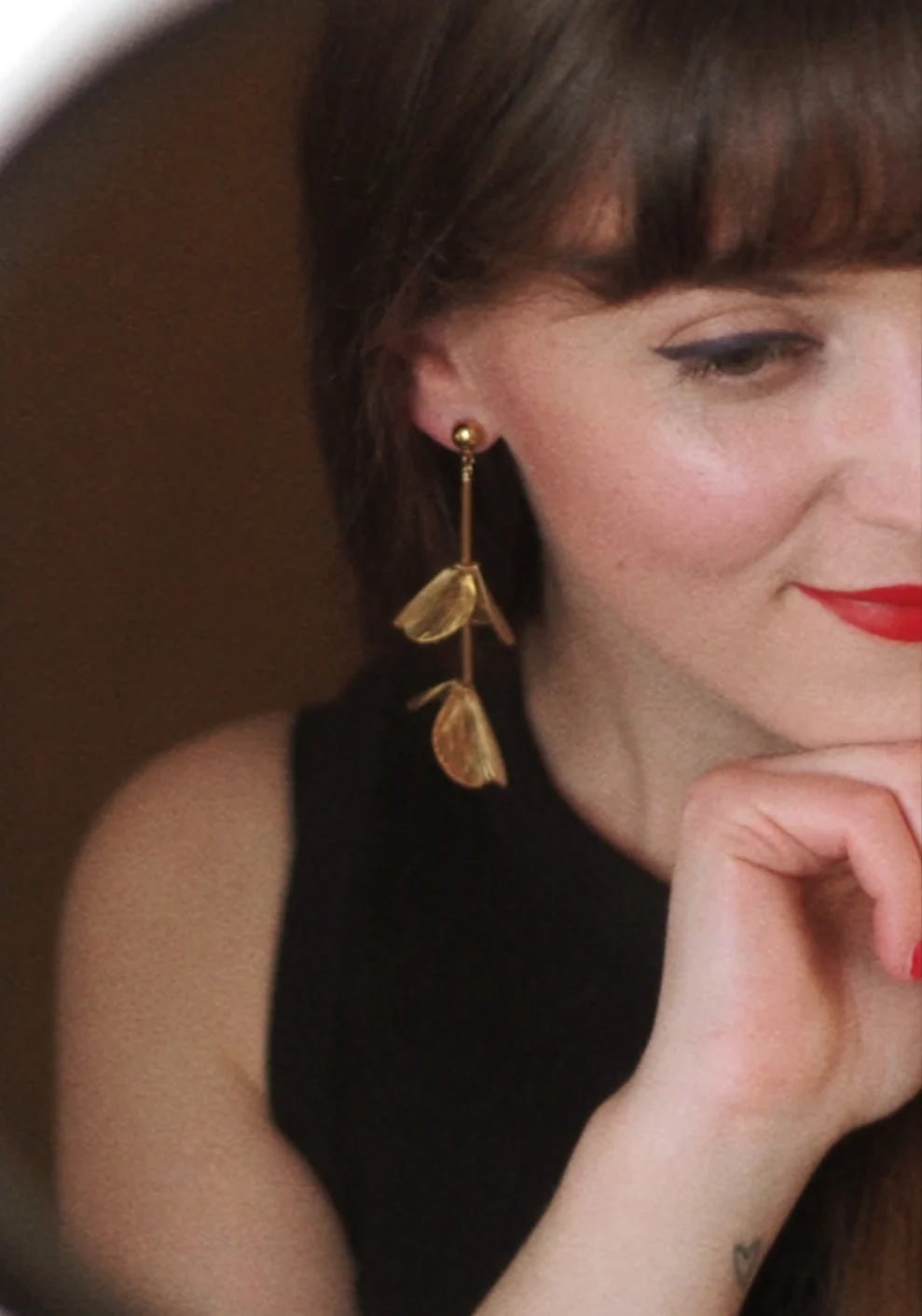 Alena Floral Earrings in Gold - Image 3