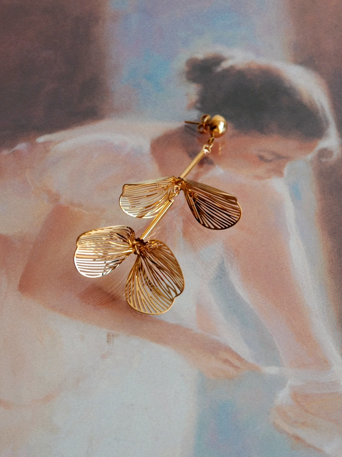 Alena Floral Earrings in Gold - Image 4