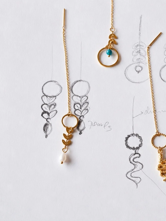 Andrea Atlas Signature Chain Earrings N°42 in Gold - Image 3