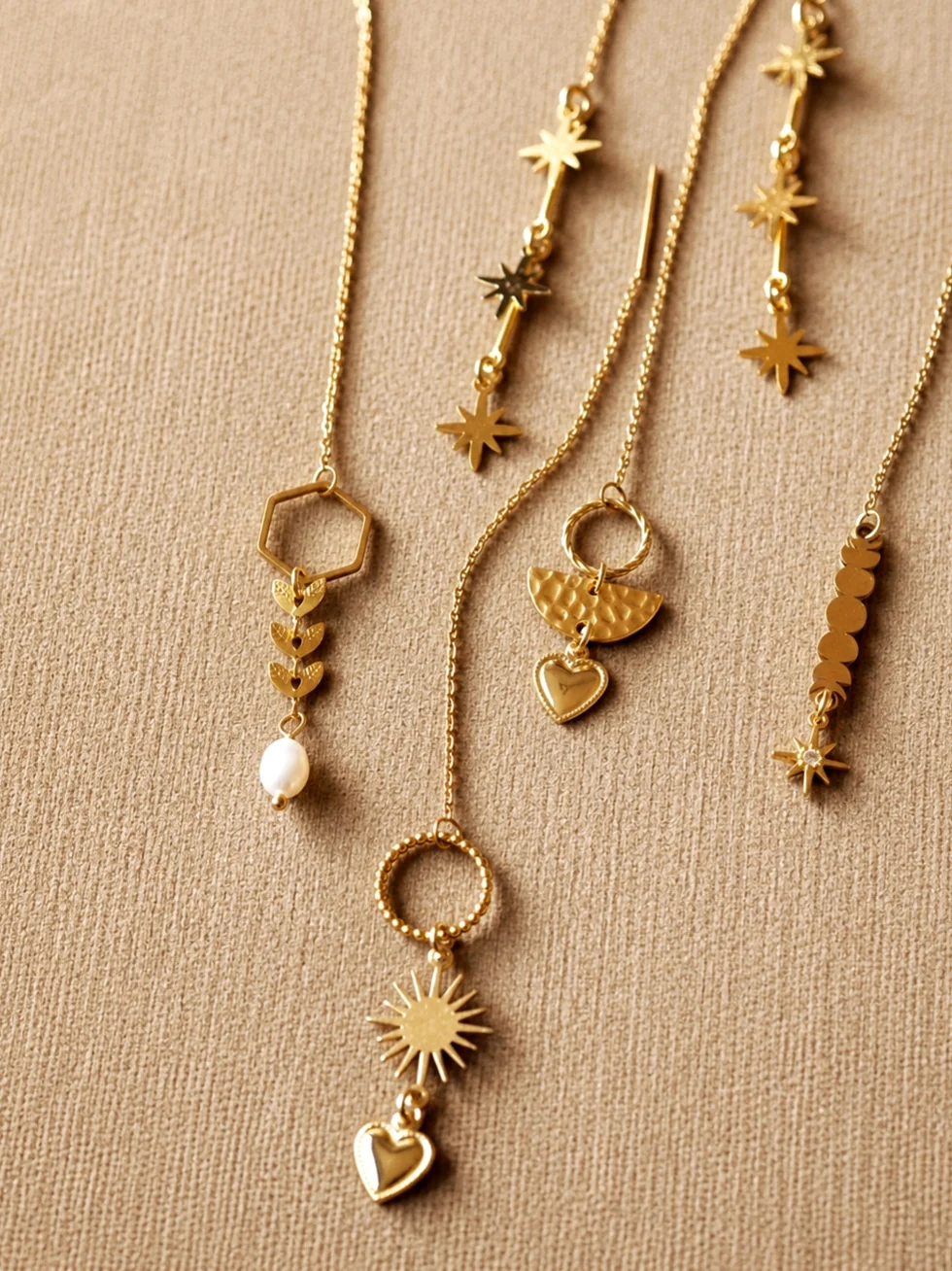 Andrea Atlas Signature Chain Earrings N°42 in Gold - Image 4