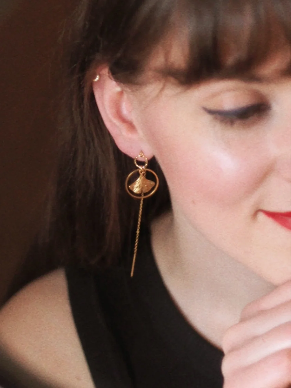 Andrea Atlas Signature Chain Earrings N°63 in Gold - Image 2