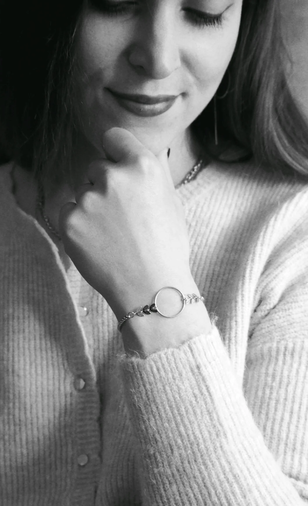 Atlas Adjustable Bracelet With Leaves / Silver - Image 3