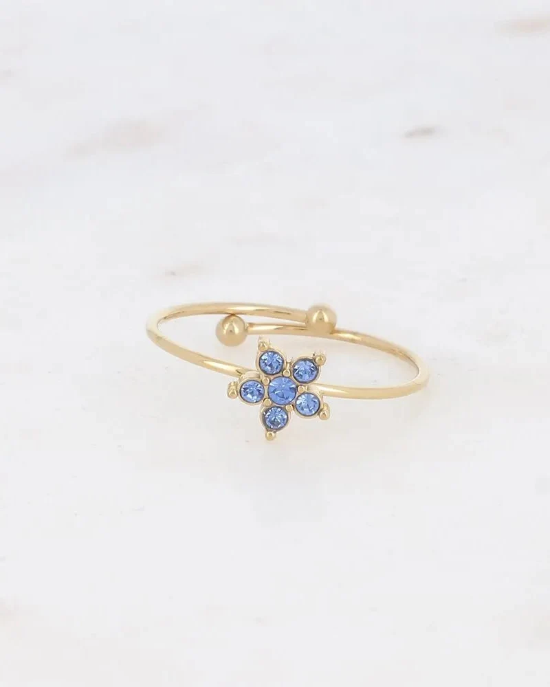 Beautiful Delicate Floral Ring in Light Blue