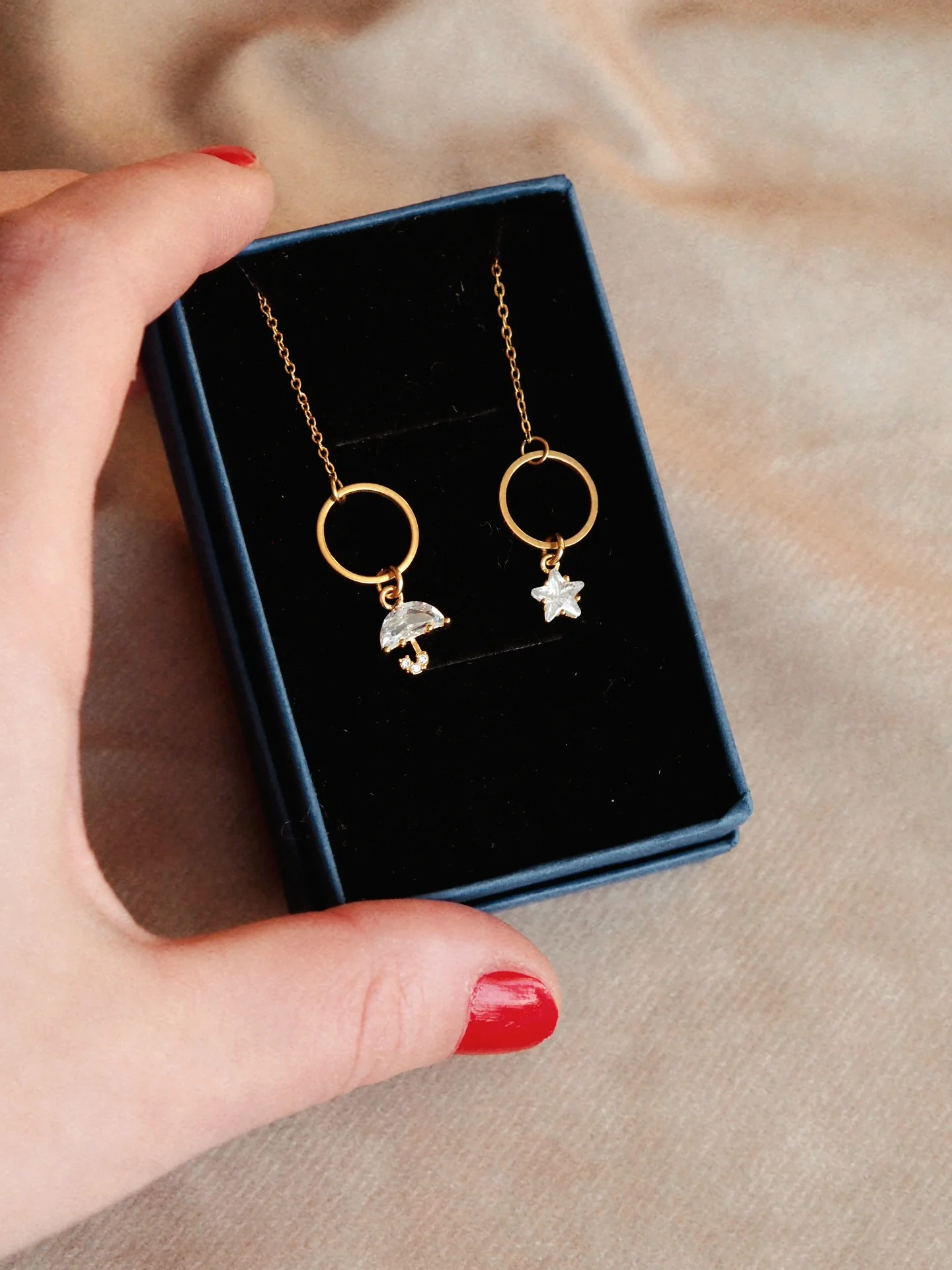 "Dancing In The Rain Mini" Signature Chain Earrings in Gold - Image 2