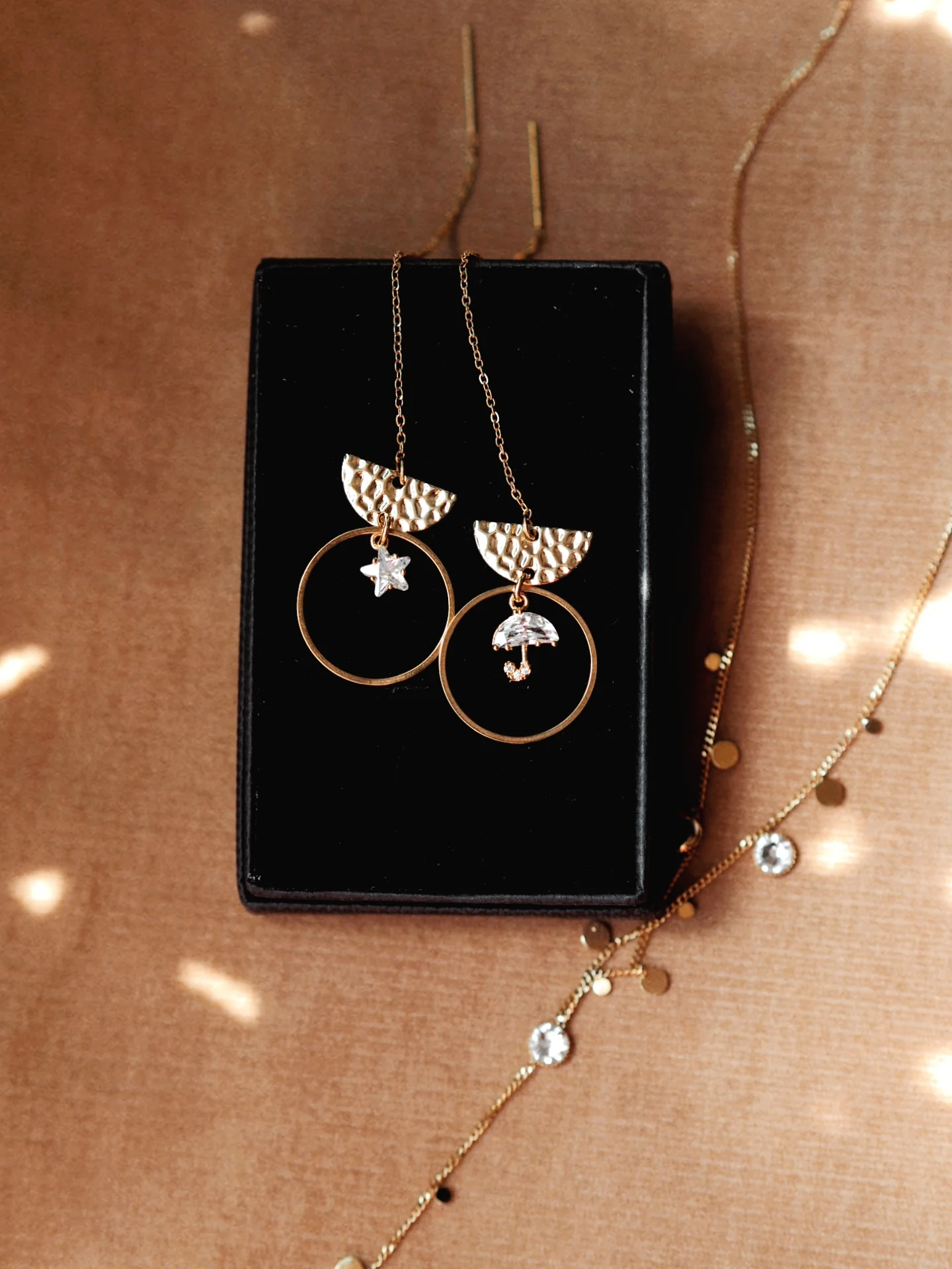 "Dancing In The Rain" Gold Signature Chain Earrings - Image 3