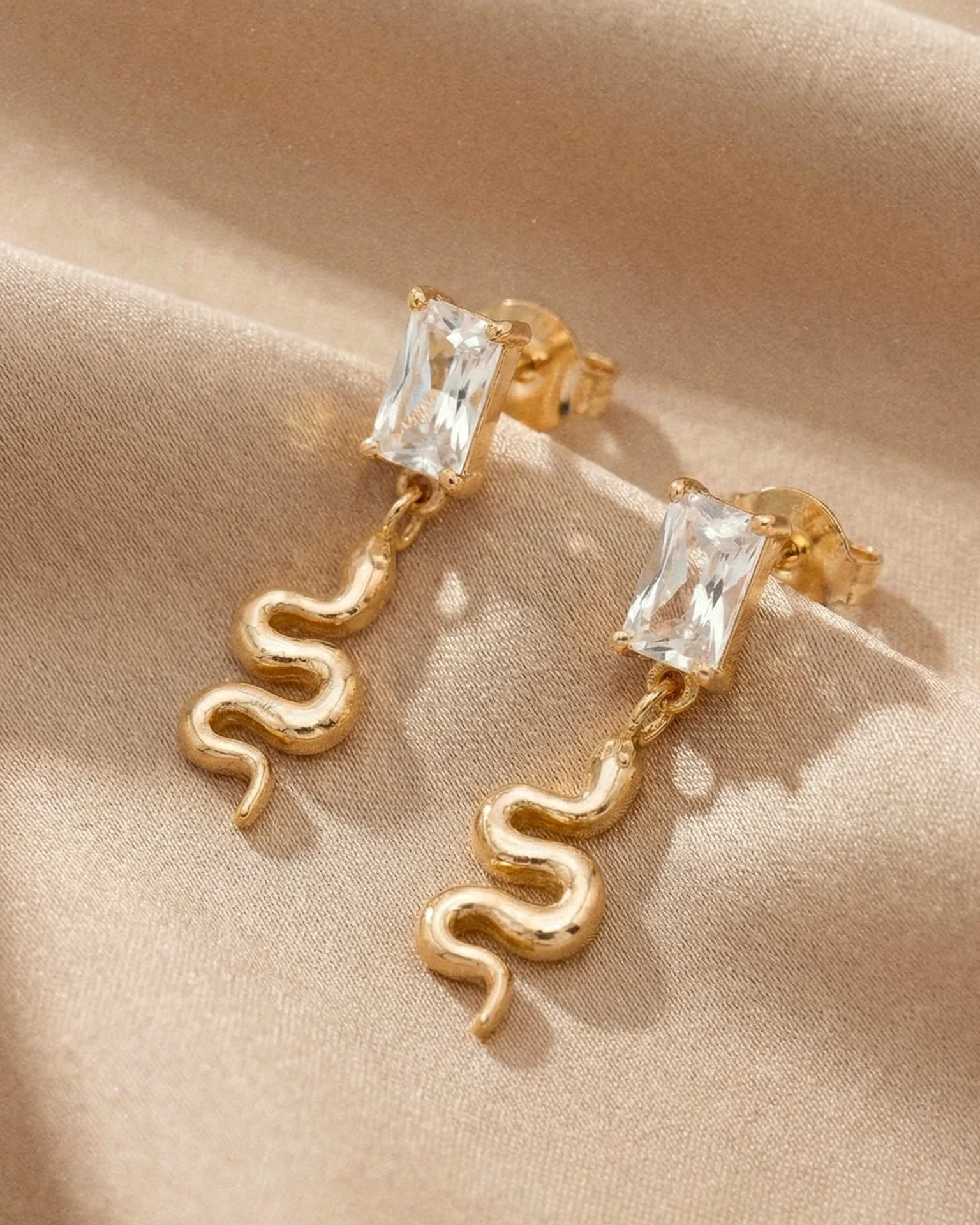 Delicate Snake Earrings in White