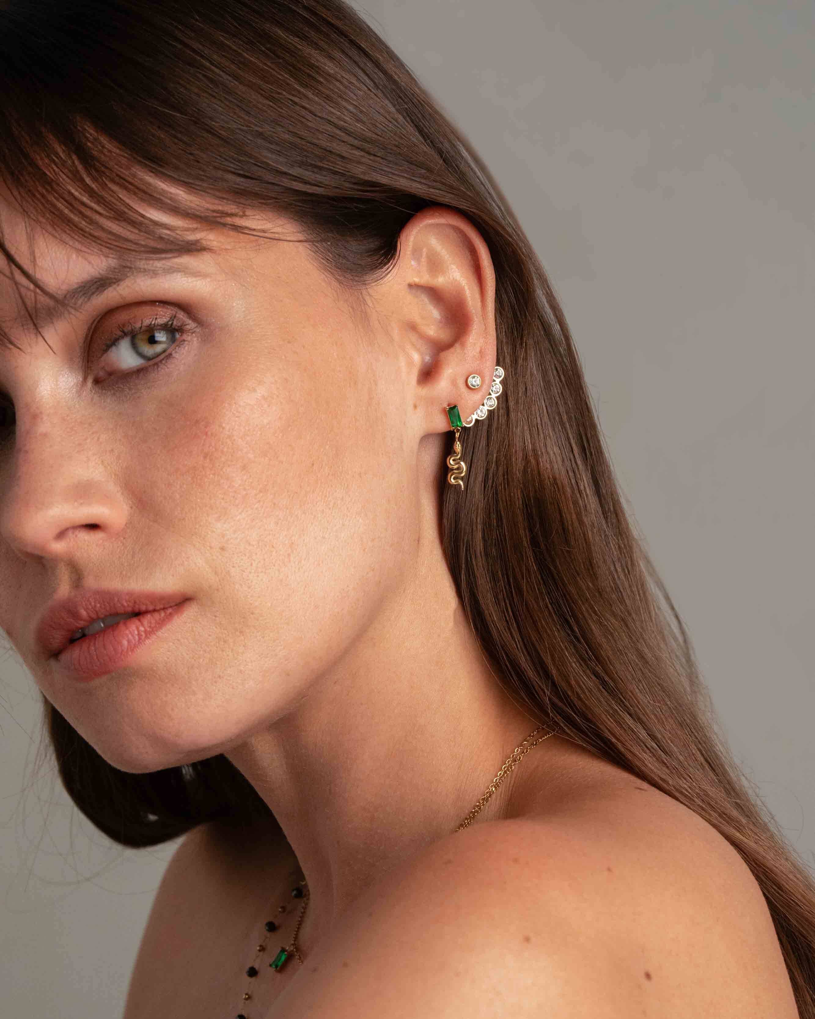 Delicate Snake Earrings in White - Image 2