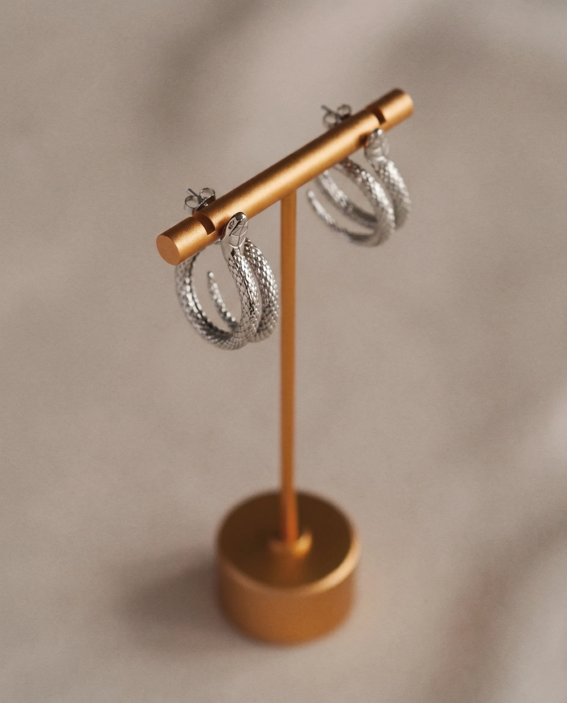 Elegant Snake Studs in Silver - Image 4