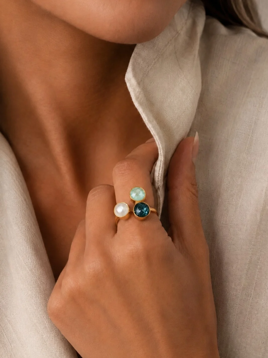 Emilie 3 Swarovski Stone Ring - Image 2