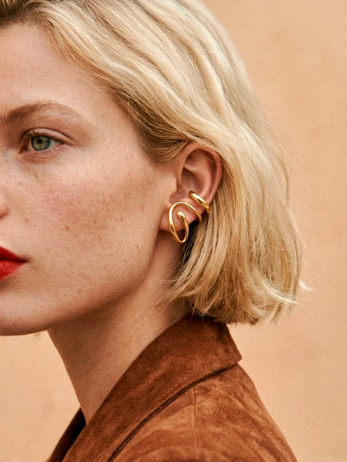 Emily Cuff Earrings in Gold - Image 2