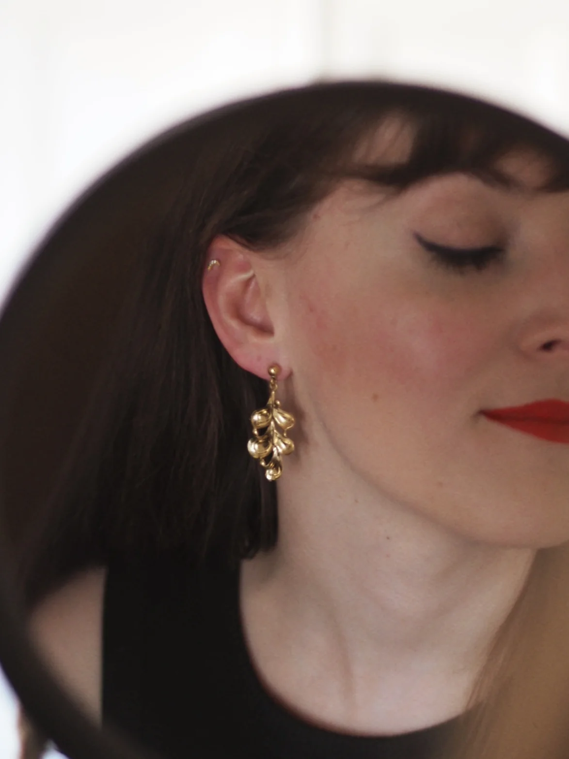 Emily Floral Earrings Gold - Image 3