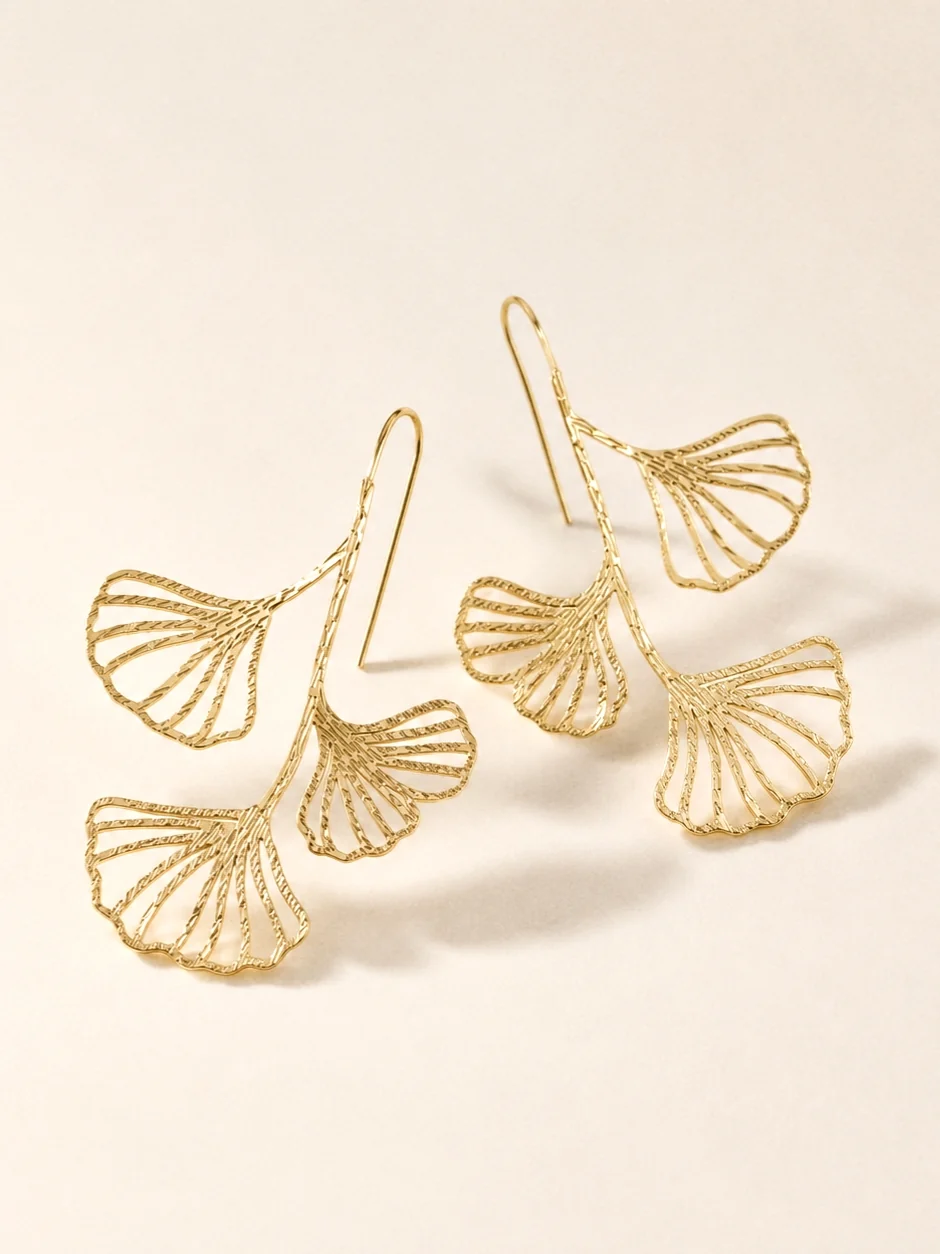 Fiona Ginkgo Leaf Earrings - Image 2
