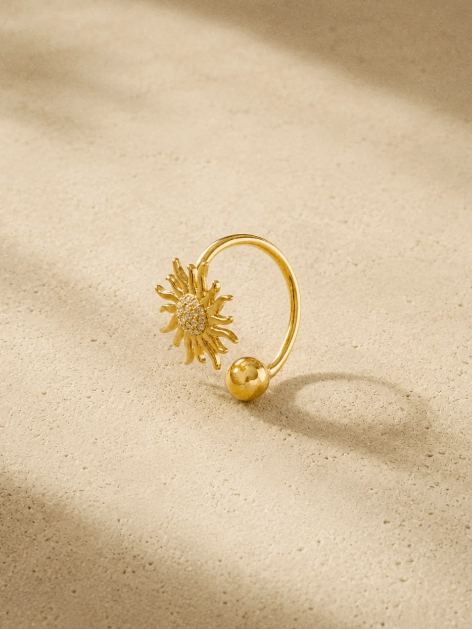 Front Open Sunflower Ring in Gold - Image 2