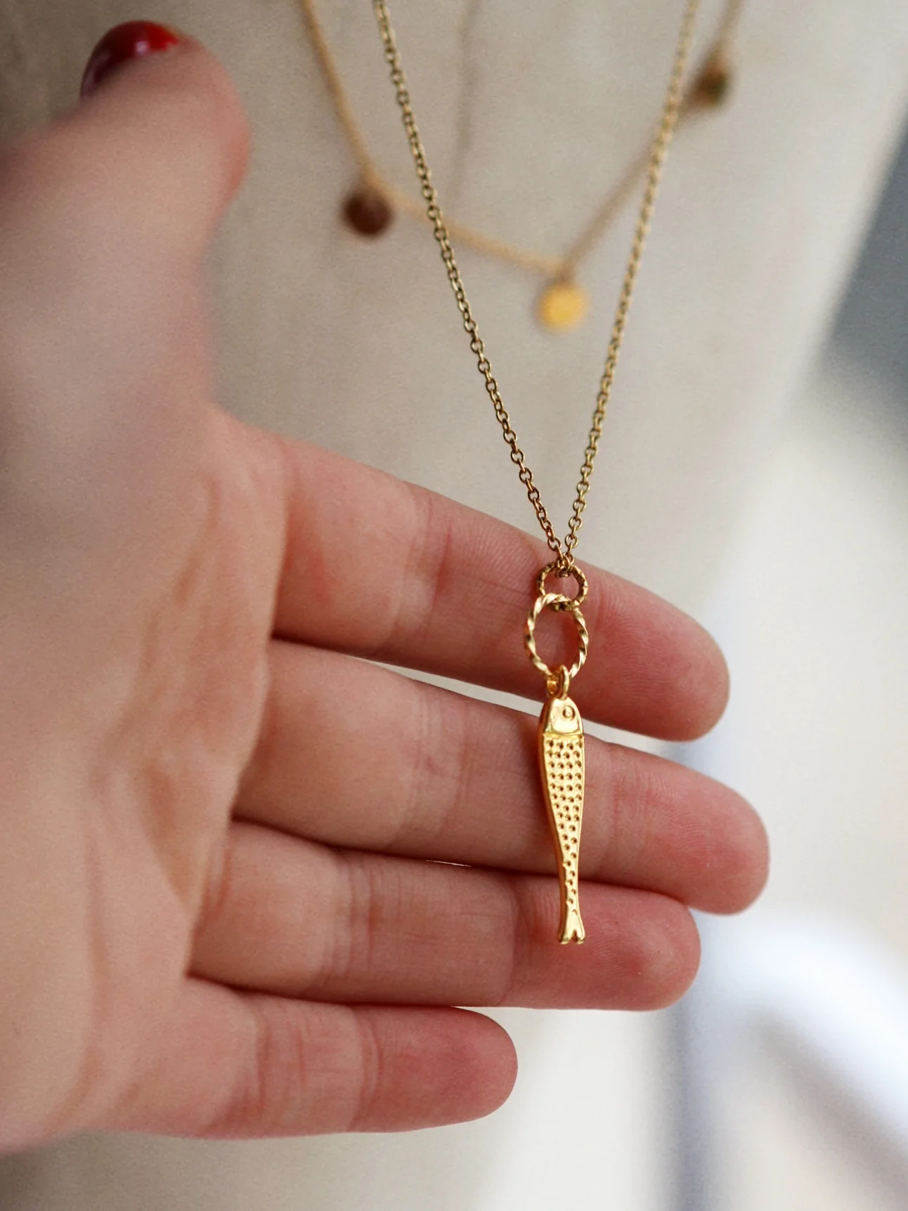 Good Luck Fish Necklace in Gold