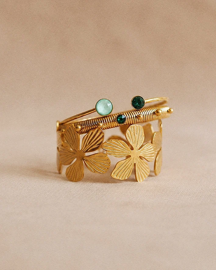 Swarovski Adjustable Bangle in Green and Gold - Image 2