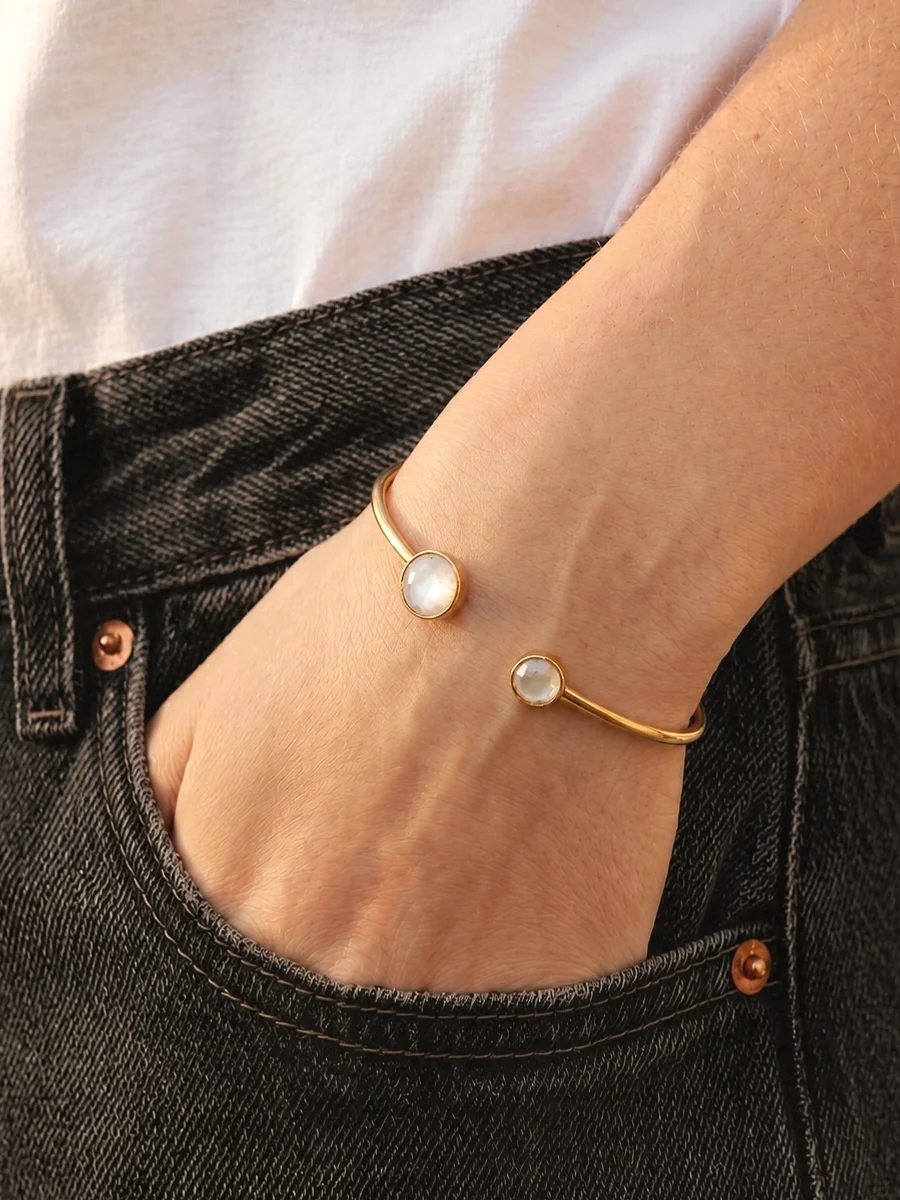Julie Swarovski Adjustable Bangle in Gold - Image 2