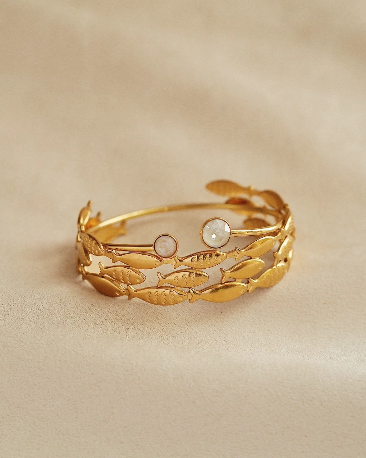 Julie Swarovski Adjustable Bangle in Gold - Image 3