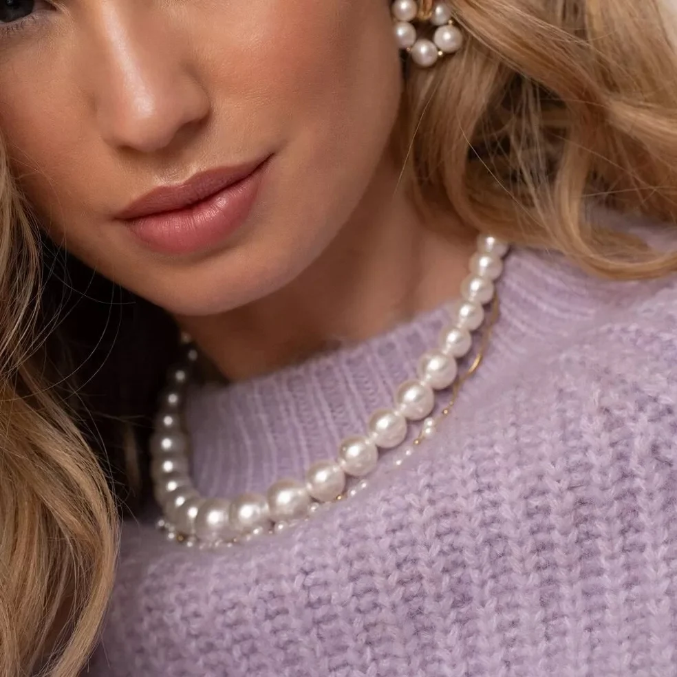 Large Beaded Pearl Necklace - Image 4