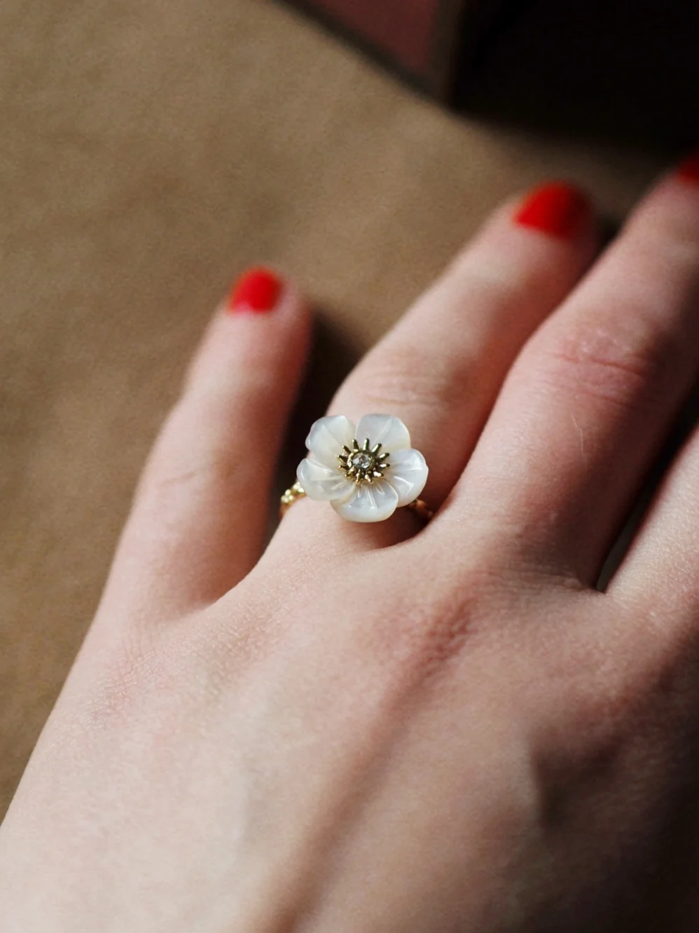 Linda Adjustable Floral Ring - Image 3