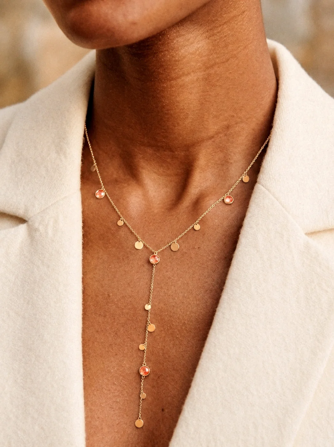 Lumira Necklace Swarovski Stones Peach