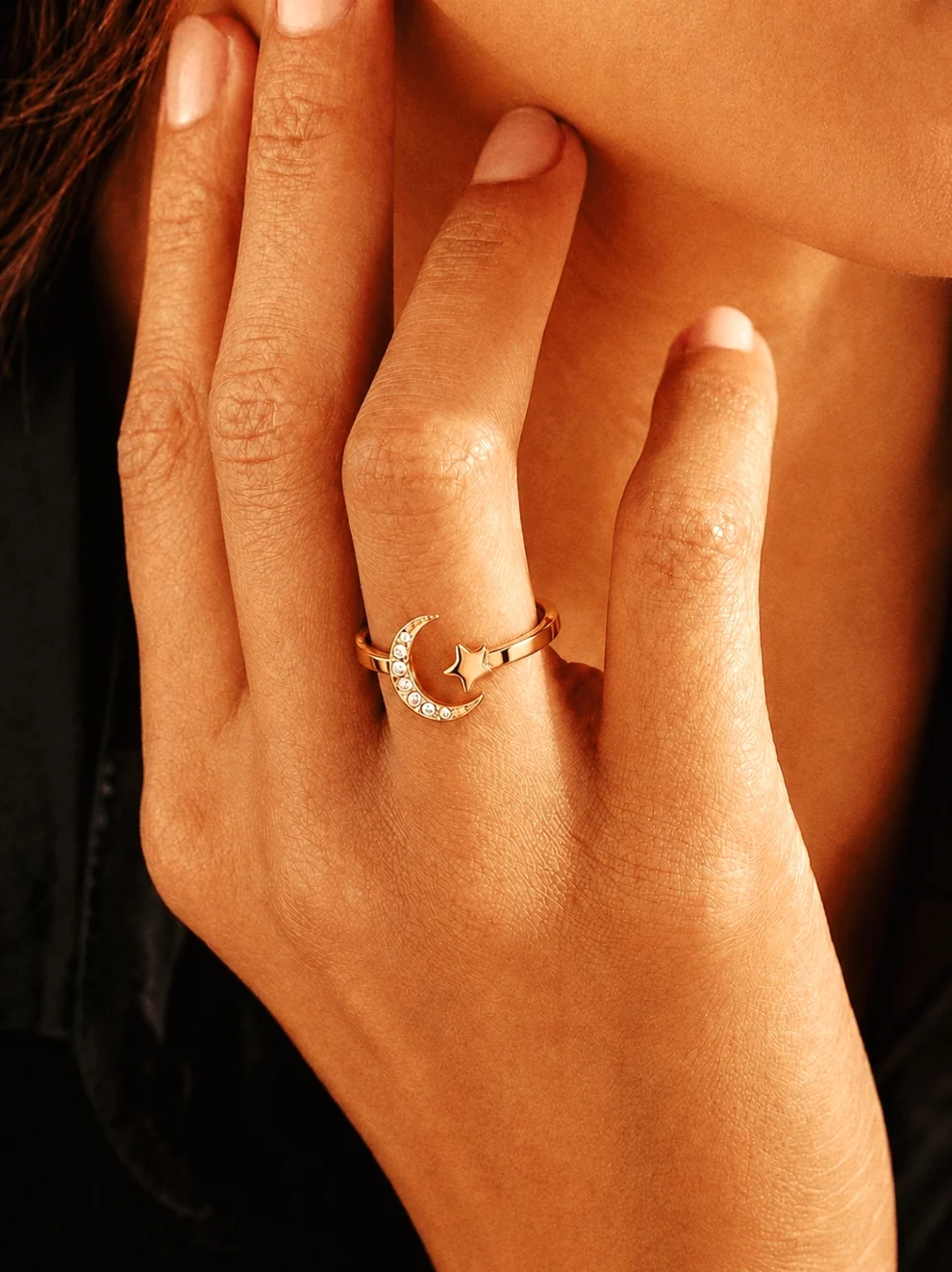 Moon & Star Solitaire Ring - Image 2