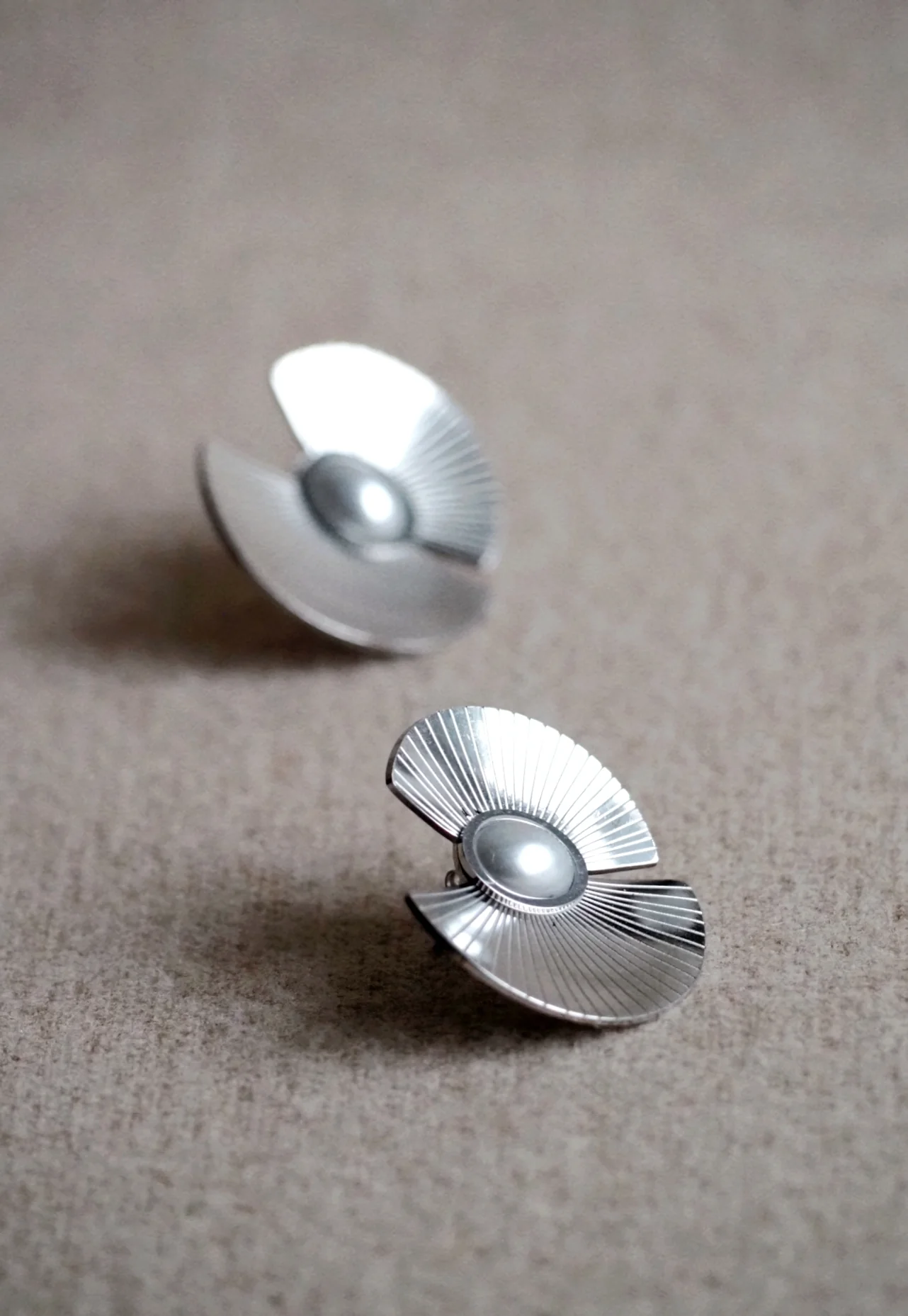 Pearl Fan Earrings in Silver