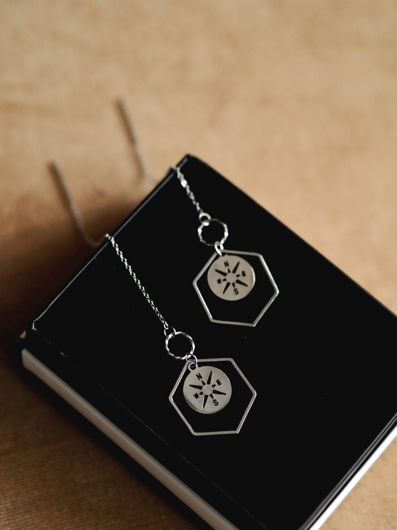Signature Chain Earrings Compass in Silver / Limited Edition