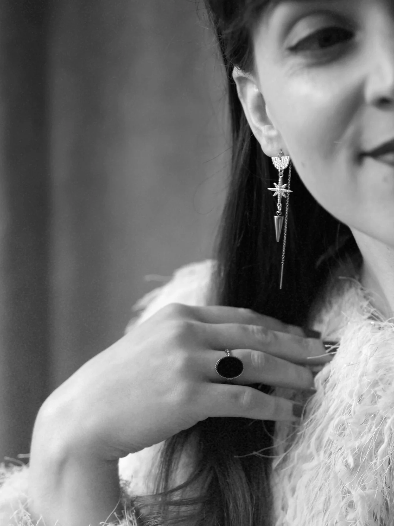 Solenne Chain Earrings in Silver / Sparkle Limited Collection - Image 3