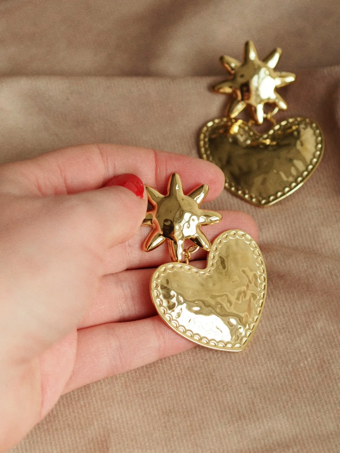 Statement Sun Earrings Gold - Image 3