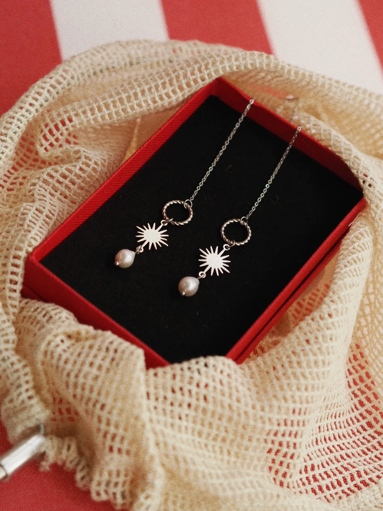 Summer Catch Chain Earrings in Silver / N°3