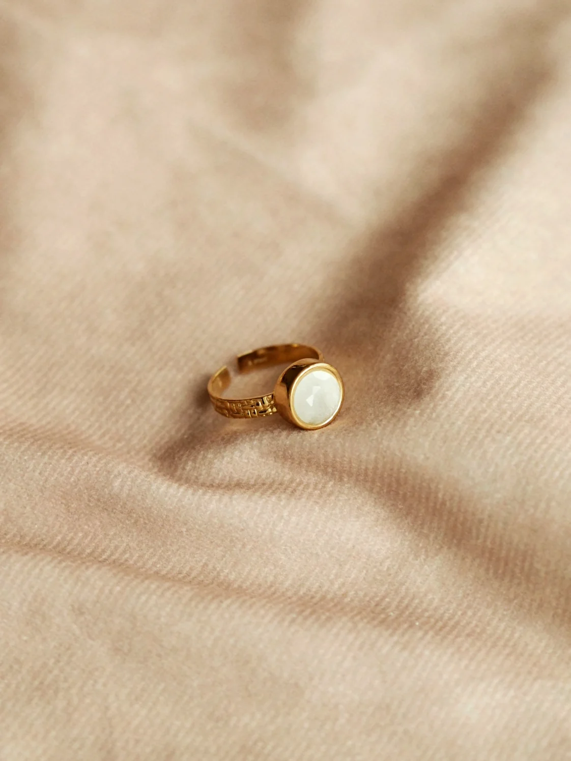 White Quartz Ring in Gold